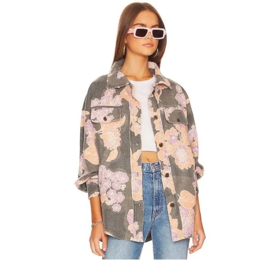 Free People We The Free Printed Ruby Jacket In Charcoal Combo L